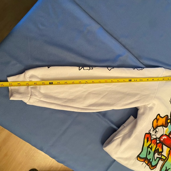 Pac-Man hooded sweatshirt, size medium long sleeve. Unisex. White with graphics - Picture 6 of 12